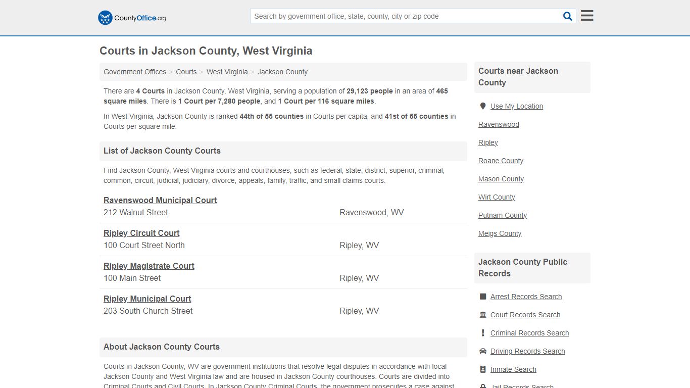 Courts - Jackson County, WV (Court Records & Calendars)